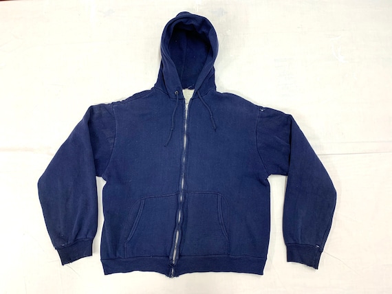 1960s 1970s thermal lined dark blue full zipper ho