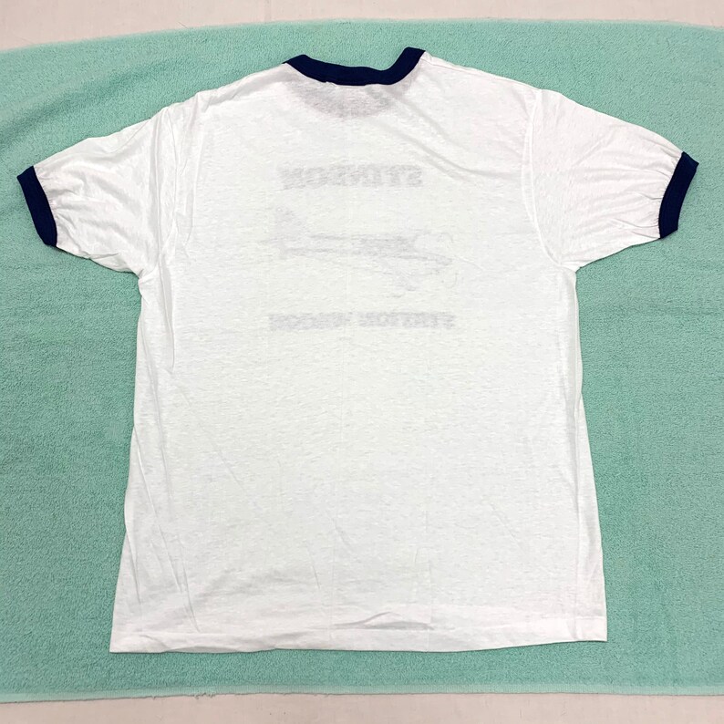 deadstock 1980s Stinson Station Wagon vintage airplane t-shirt size M or L pilot aircraft thin white ringer tee Hanes made USA NOS Pick one