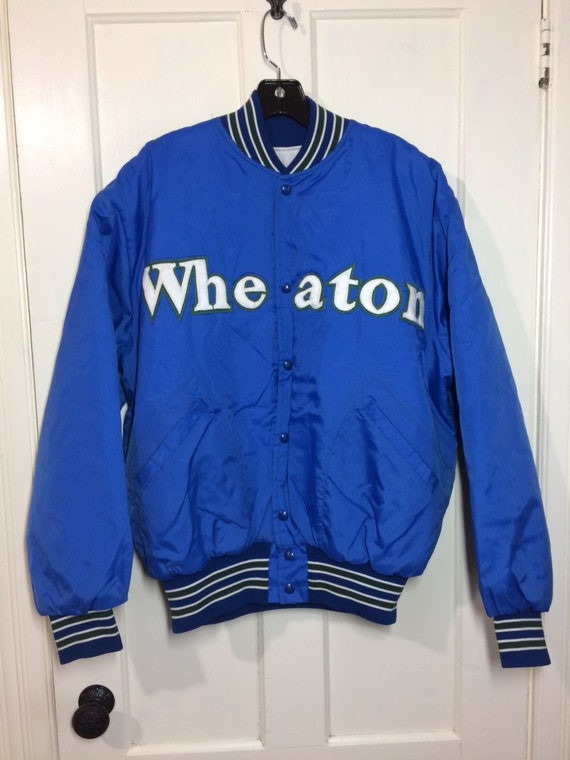 1980s Wheaton College nylon quilted bomber jacket