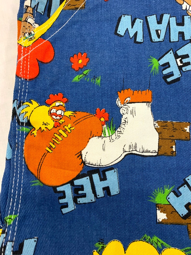 1970s Hee Haw novelty print denim carpenter overalls size Etsy