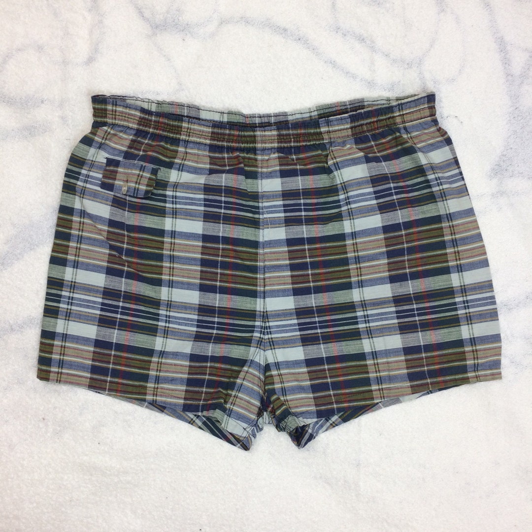 1950s Blue Plaid Surfer Swimsuit Swim Trunks Size Large Short - Etsy