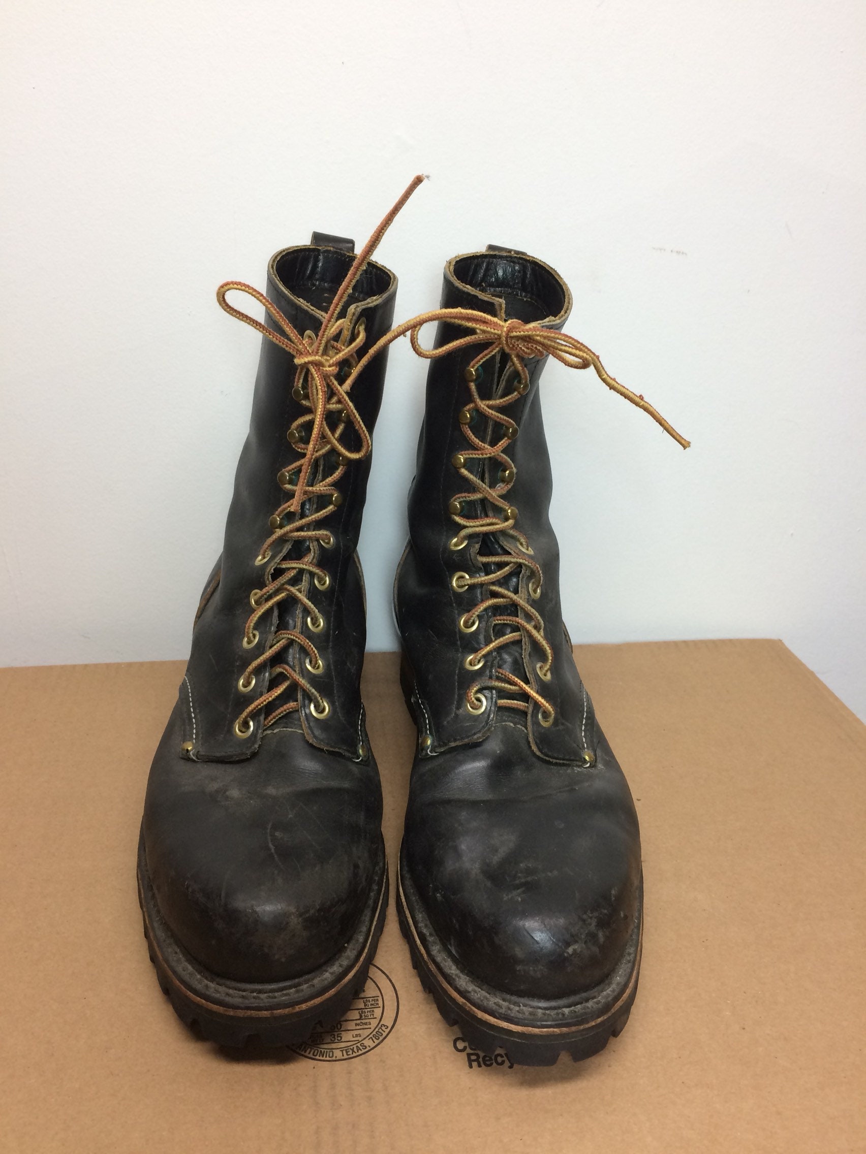 black steel toe logger boots