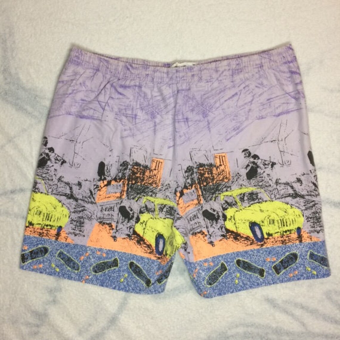 1980s Skateboard Board Shorts Vintage Car City Scene Looks Etsy