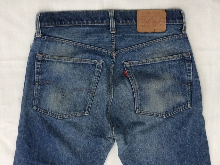 distressed Levi's 505 Indigo Blue denim single stitch redline selvedge ...