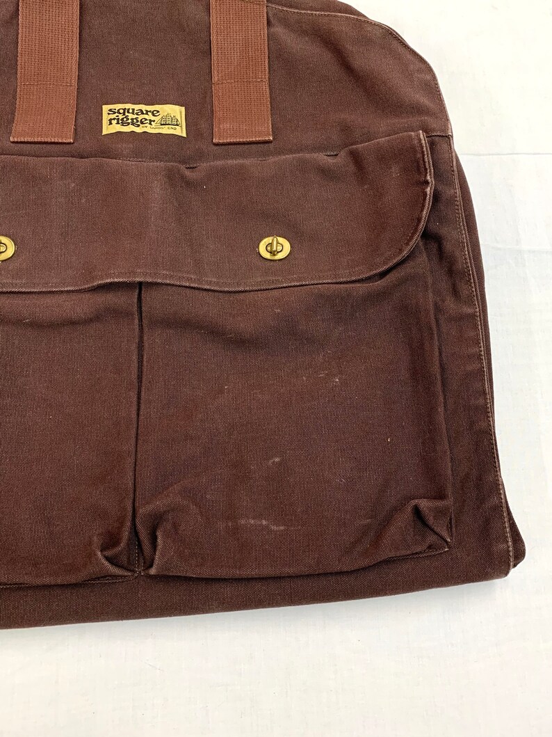 Square Rigger by Lands End heavy duty cotton canvas folding garment bag with 2 large shoe pockets