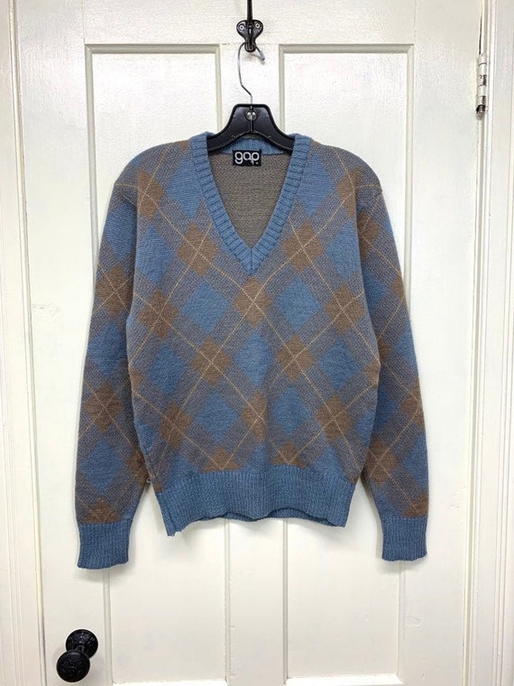 1970s Argyle V-neck Pullover Sweater Looks Size Small Grayish | Etsy