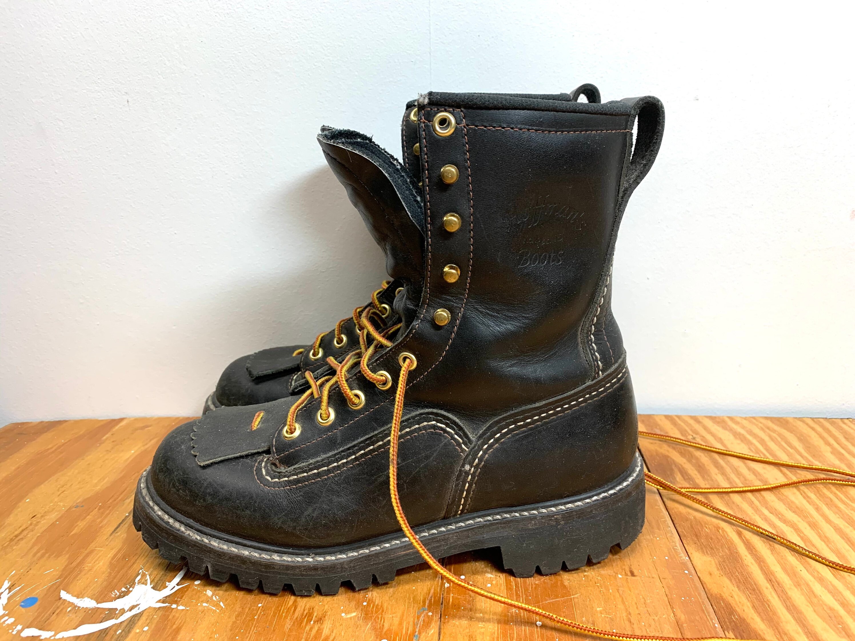 1990s Hoffman's steel toe logger work boots mens size 7D Etsy