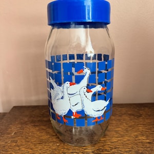 Carlton Glass 2L Blue Checkered Glass Goose Jar
