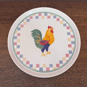 Vintage 11&quot; Hand-Painted Ceramic Rooster Plate/Platter/Serving Dish, Made in Japan