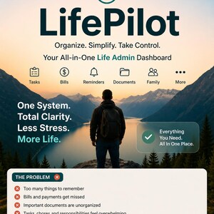 LifePilot — Life Admin-instrumentpanel för uppgifter, räkningar, påminnelser och planering