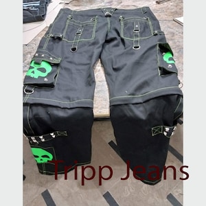 Men&#39;s Gothic Chains Pants Green Super Skull Punk Rock Men&#39;s Fashion Pants