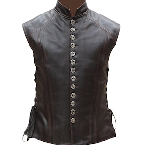 Débardeur vintage Renaissance en cuir pour homme fait main