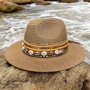 Sombrero Fedora Panamá de playa de verano adornado vacaciones personalizado