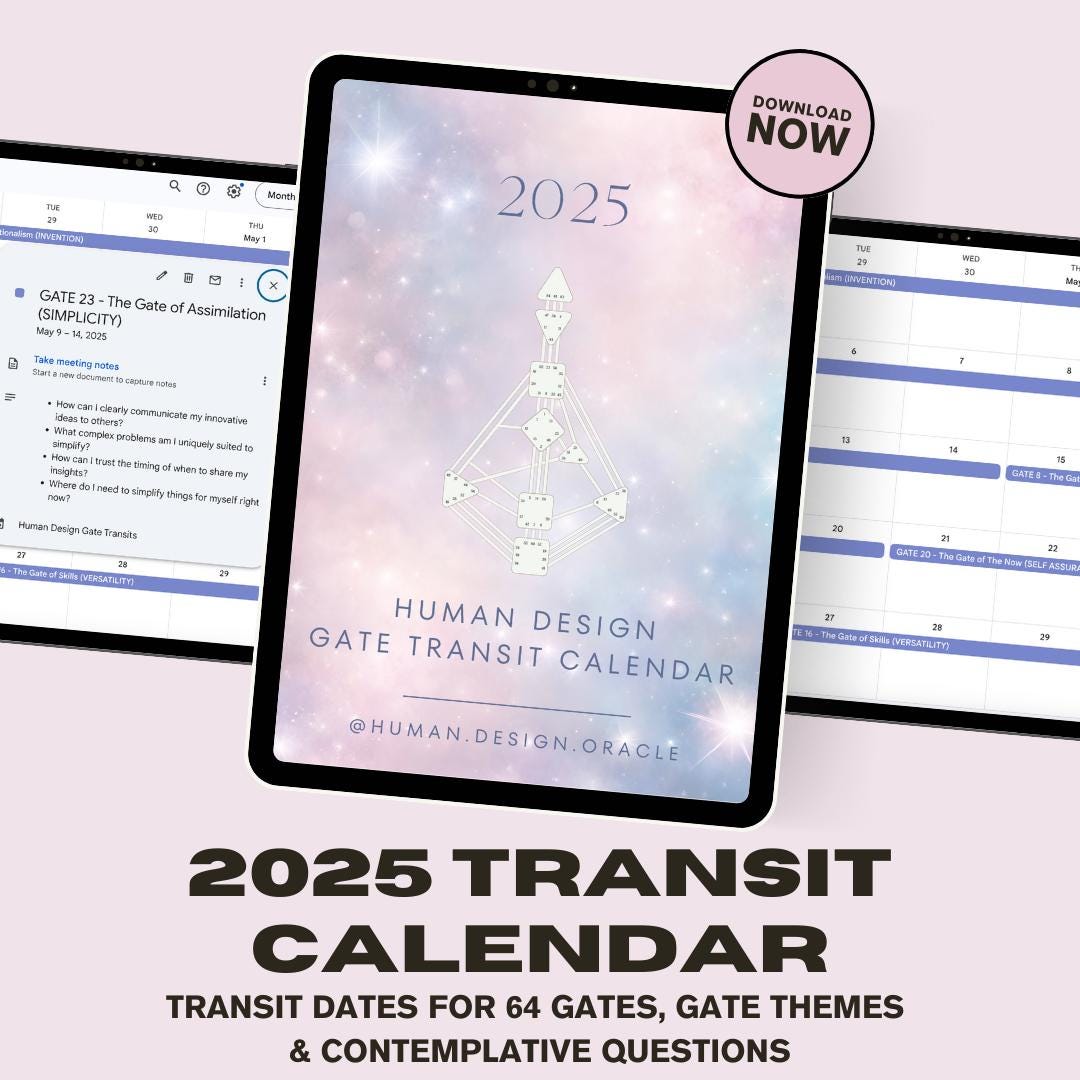 Human Design Transit Calendar With Journal Prompts & Free Human Design ...