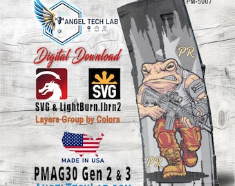 Angry Coqui PR Flag #2 Pmag30 Engraving Design SVG | LightBurn Laser File | Vector SVG Download