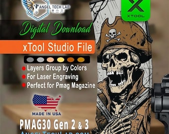 xTool F1-F2 レーザー彫刻ファイル | デッドメンズタイズ PMAG30 デザイン (デジタルダウンロード)