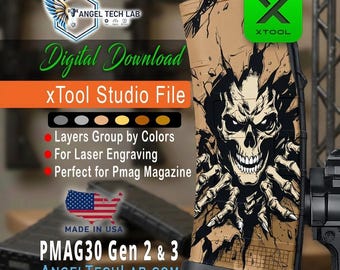 xTool F1-F2 Laser Engraving File | Skull Breakout PMAG30 Design (Digital Download)