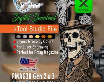 Archivo de grabado láser xTool F1-F2 / Diseño Dead Mens Tides PMAG30 (Descarga digital)