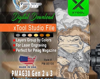xTool F1 & F2 Ultra | Angry Coqui PR Pmag30 Engraving Design | xTool Studio File Download