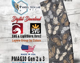 Nocturnal Butterflies Pmag30 Engraving Design SVG | LightBurn Laser File | Vector SVG Download