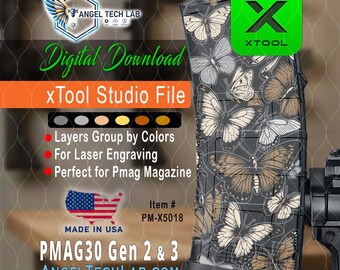 xTool F1-F2 Laser Engraving File | Nocturnal Butterflies PMAG30 Design (Digital Download)