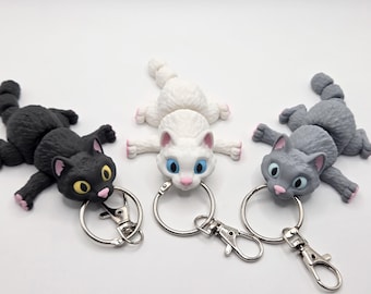 Flexi Cat Keychain – 3D Printed Articulated Cat Charm