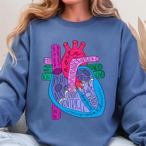 Heart Anatomy Sweatshirt, Cardiac Nursing Gift, Nursing School Shirt, Medical School Student Shirt, Cardiologist Anatomical Heart Shirt