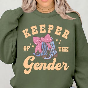 Boots or Bow Western Keeper of the Gender Sweatshirt, Rodeo Gender Reveal Shirt, Gender Keeper Family Gift, Bull or Heifer Aunt Baby Shower