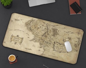 Middle Earth Map Mouse Pad | LOTR Gaming Desk Mat | Gamer Gift | Anime Mousepad | Gift for Gamer