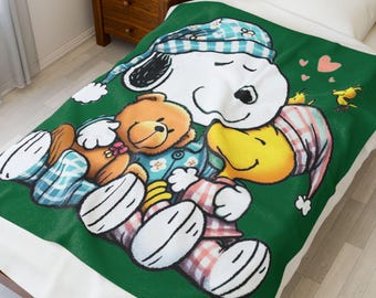 Cozy Cartoon Velveteen Blanket, Friends Plush Throw, Soft Lap Blanket for Kids, Bedtime Gift, Nursery Decor