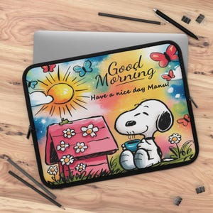 Sunny Laptop Sleeve - Custodia per computer carina, regalo di buongiorno, accessorio tecnologico divertente, vivace design a cartoni animati, ideale per studenti