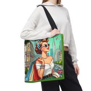 Chic Retro Tote Bag - Stylish Carry-All, Handbag, Beach Bag, Shopping Tote, Gift for Her, 50s Inspired Fashion