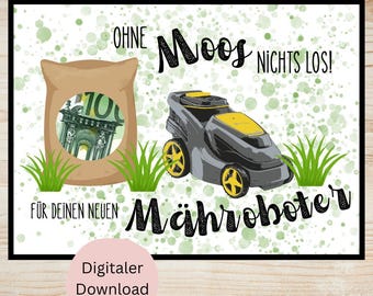 Gift of money: robotic lawnmower | Birthday gift idea | Birthday poster | Birthday wish | Lawn mower | For him | Gift certificate