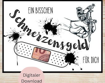 Gift of money for a tattoo | Birthday gift idea | Wish fulfiller | Birthday wish | Tattoo voucher | For him | Compensation for pain and suffering