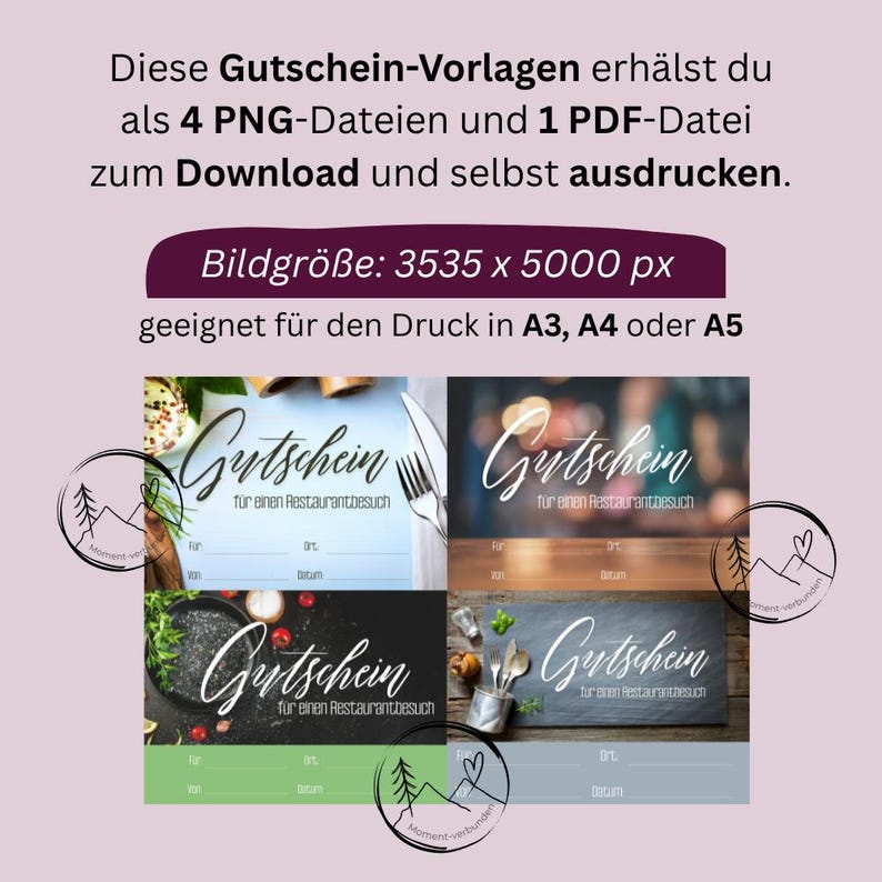 Restaurant Gift Voucher | Printable Food Voucher | Birthday Gift Idea | Restaurant Voucher ...