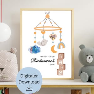 Geldgeschenk zur Geburt | Babypart | Geburt | Babyposter | Jungen und Mädchen | Geschenk zum Baby | Babyshower | Geburtsgeschenk | Download