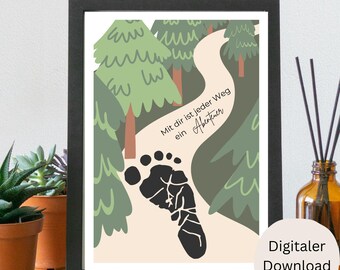 Father's Day | Footprint | Gift | Dad | Birthday | Adventure | Baby | Toddler - Handprint | Children's Gift for Dads | Poster
