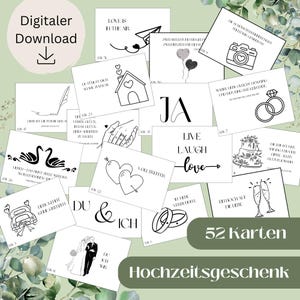 Hochzeitsgeschenk | Hochzeitsspiel | Geschenk Brautpaar | 52 Karten | Postkarten | Geschenk Hochzeit | inkl. PDF Datei zum einfachen Druck