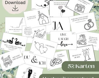 Wedding gift | Wedding game | Gift for the bride and groom | 52 cards | Postcards | Wedding gift | Includes PDF file for easy printing