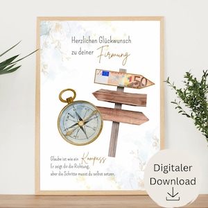 Confirmation | Cash gift | Compass | Confirmation candidate | Reminder | Poster | for boys and girls | Confirmation gift | Giving money | Download