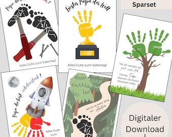 PAQUETE Día del Padre | huella de la mano | Huella | Papá | Regalo del día del padre | Conjunto de valores | memoria | Bebé niño pequeño - Regalo para papá