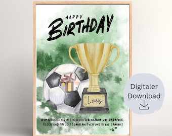Presente de aniversário em dinheiro | para fãs de futebol | para meninos | Cartão de troféu de futebol em dinheiro | Ideia de presente | Dê dinheiro em PDF | Baixar
