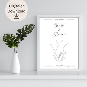 Presente de casamento | Aniversário | Dia do casamento | Presente para casais | Pôster personalizado | Noivos | Personalizável com nomes e data