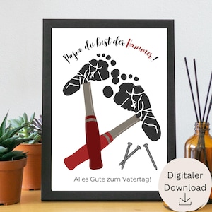 Papa | Vatertag | Fußabdruck | Geschenk | Hammer | Handabdruck | Baby- | Kindergeschenke für Väter | Poster | Printable | DIY | Download