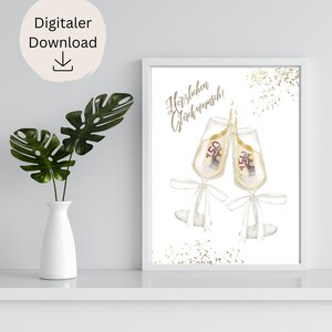 Wedding cash gift | Gift for the bride and groom | Poster | Wedding gift | Wedding anniversary | Wedding cash gift champagne glass