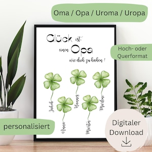 Gift for grandparents | Birthday gift for grandma | great-grandma | grandpa | great-grandpa | Poster with grandchildren&#39;s names | Happiness is | personalized gift