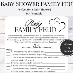 Baby Shower Family Feud Game with Answers, Baby Family Feud, Baby Shower Family Feud, Fun Gender Neutral Baby Shower Game
