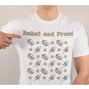 Baha&#39;i T-Shirt, The Greatest Name, Bahai Ringstone Symbol, 9-Pointed Star Symbol, Gift for Baha&#39;is