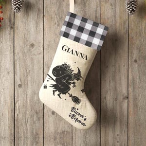 Calcetín navideño personalizado de La Befana, decoración italiana de brujas para la Epifanía.