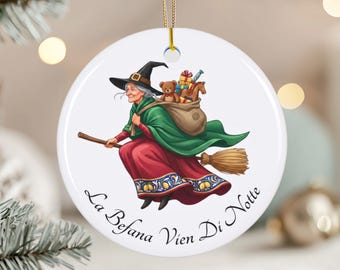 Adorno de La Befana de Italia, decoración tradicional italiana para el árbol de Navidad.